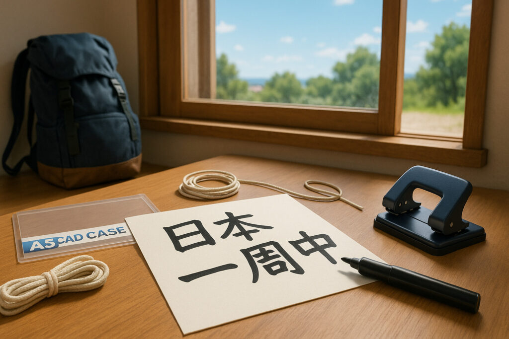 屋内で看板を作っている様子