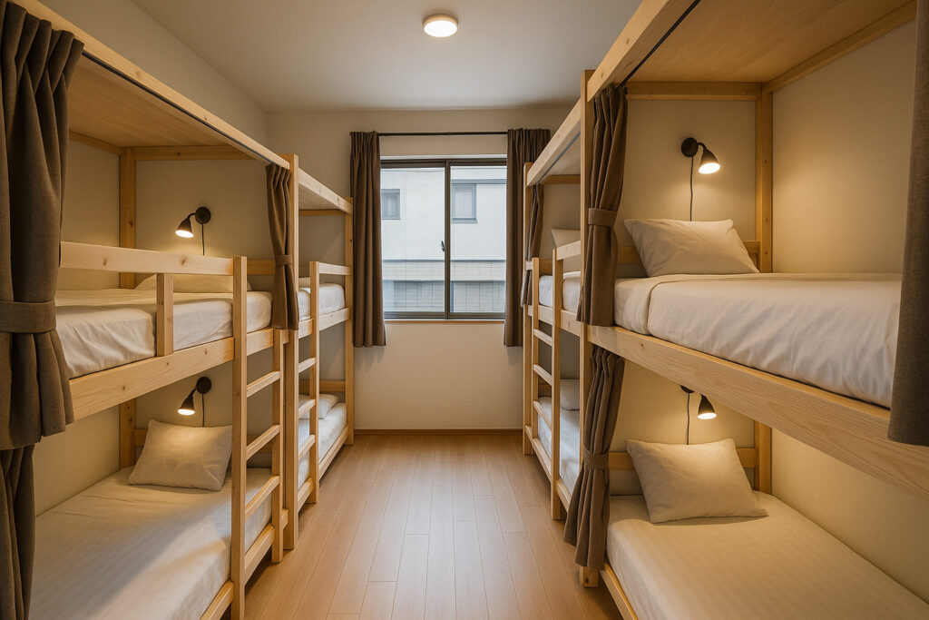 ドミトリータイプの部屋(2段ベッドが並ぶ部屋)の写真